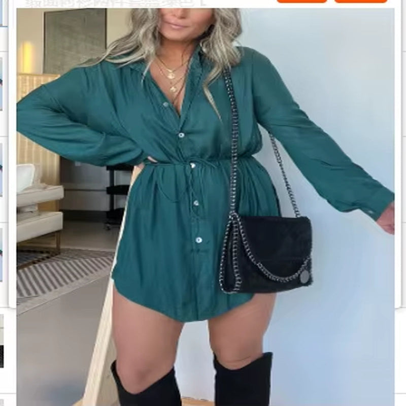 Chic & Trendy Lace-Up Waist Long Sleeve Jumpsuit for Women - Perfect for Spring & Summer Vibes!