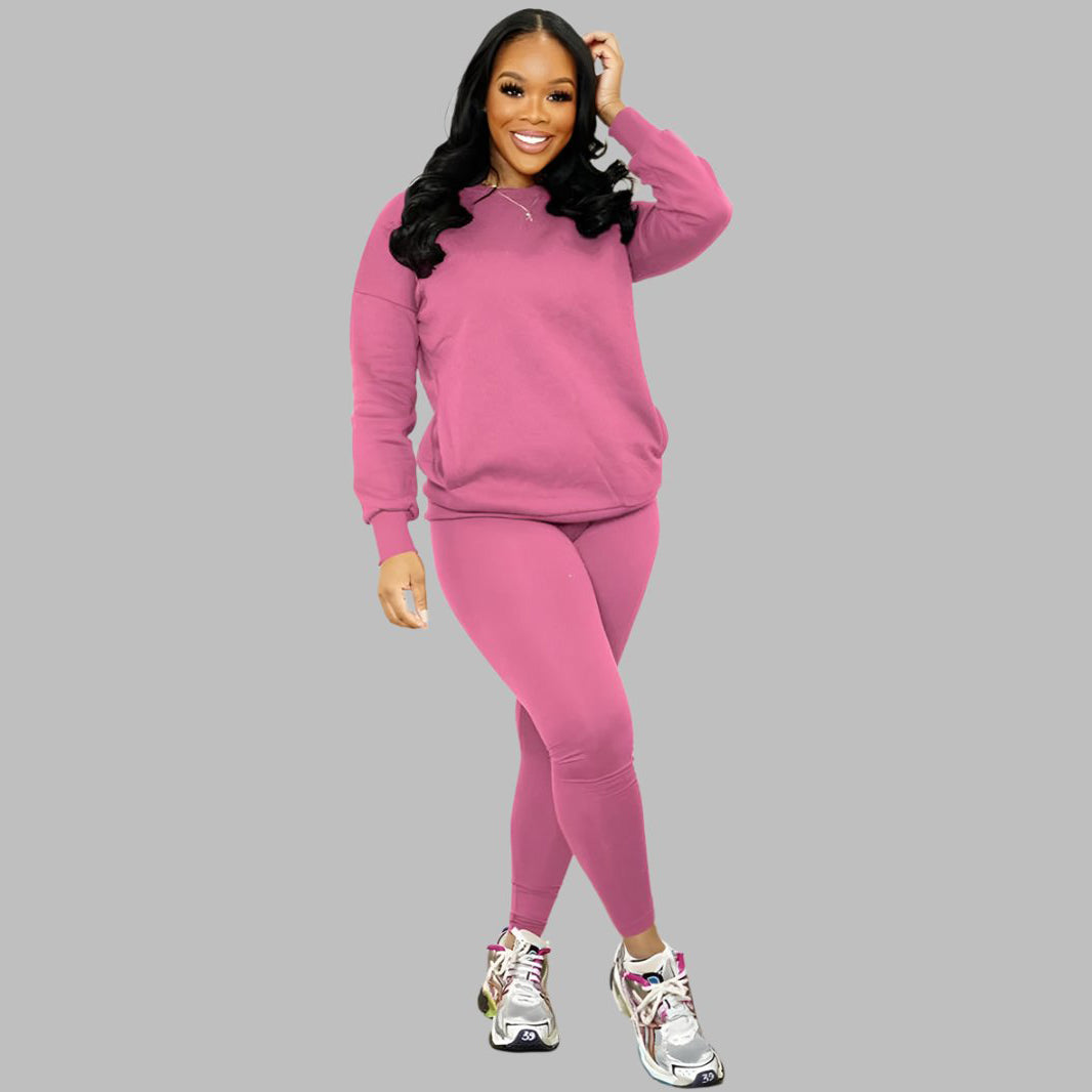 Drop Shoulder Sweatshirt & Elastic Waist Pants Set