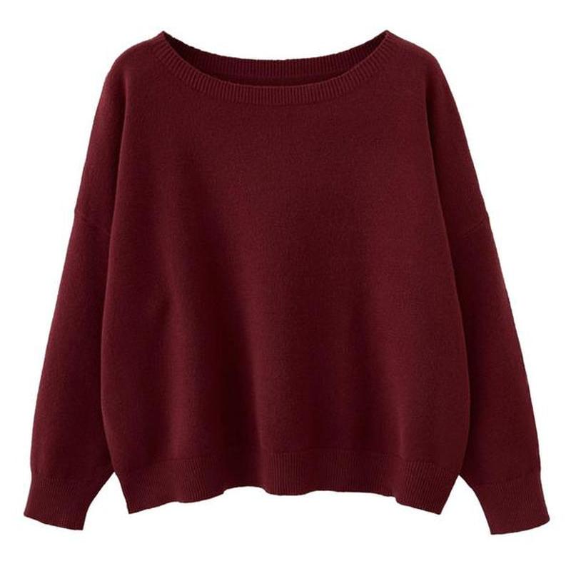 Scoop Neck Knitted Sweater