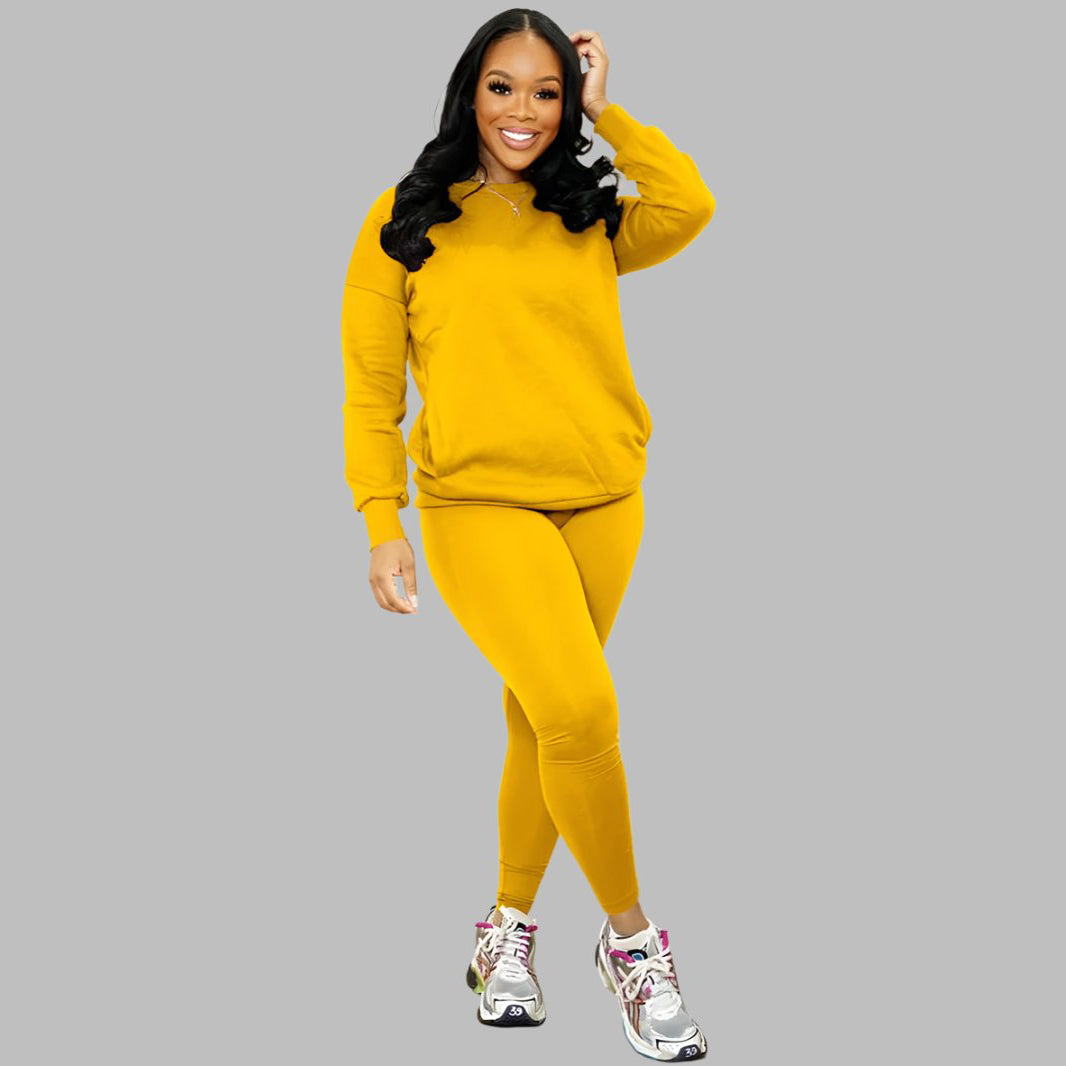 Drop Shoulder Sweatshirt & Elastic Waist Pants Set