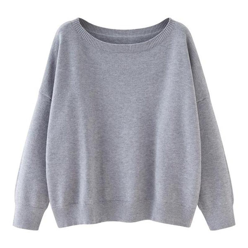 Scoop Neck Knitted Sweater