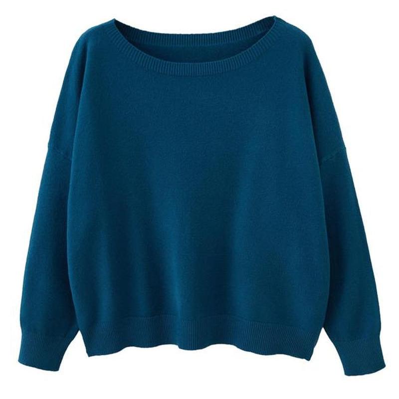Scoop Neck Knitted Sweater